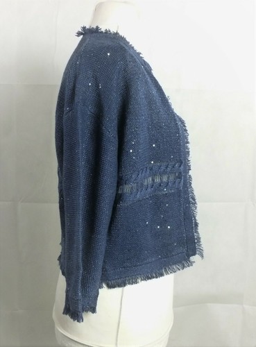 Luisa Cerano Blue Sequin Cardigan Size 40 UK Size 14 RRP £270 BOX1 ii 06 - Picture 3 of 5