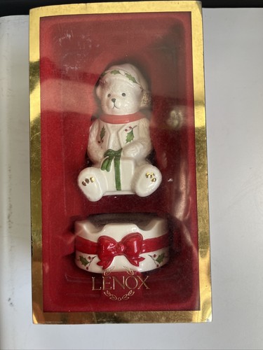 Lenox 2003-Holiday Salz Pfefferstreuer Teddy stapelbar Stechpalme & Beeren NEU