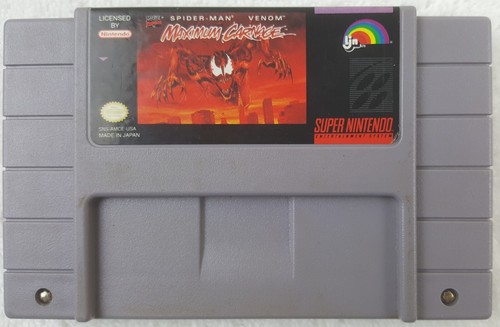 Spider-Man/Venom: Max Carnage **100% CIB** GRAY CART SNES VARIANT **RARE** - Picture 3 of 18