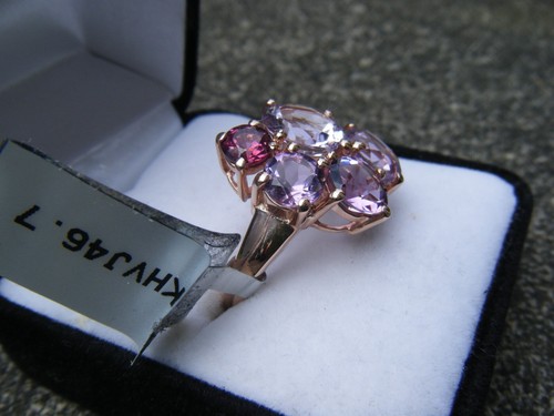 The Bohemian Rose - Amethyst and Rajasthan Garnet Rose Midas Silver Ring - Picture 4 of 6