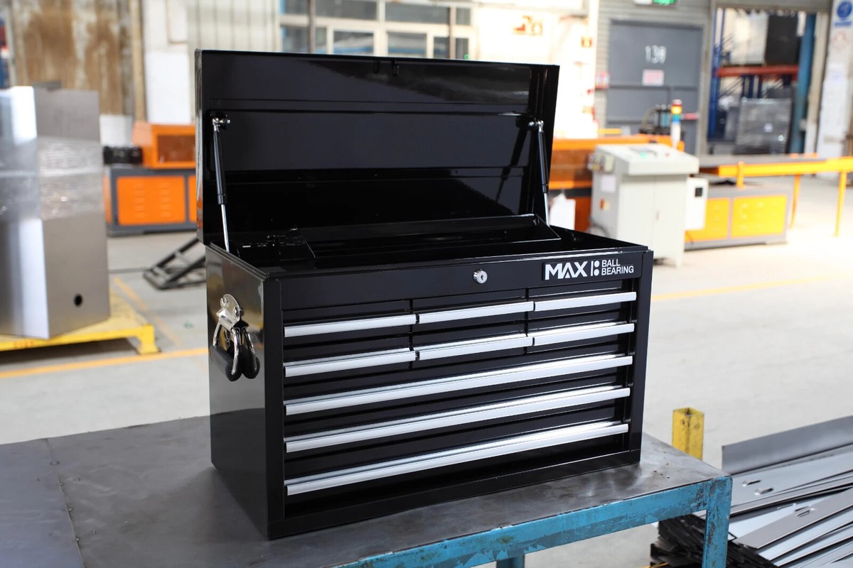Hilka Tool Chest professional 9 drawer black metal garage tools storage box unit