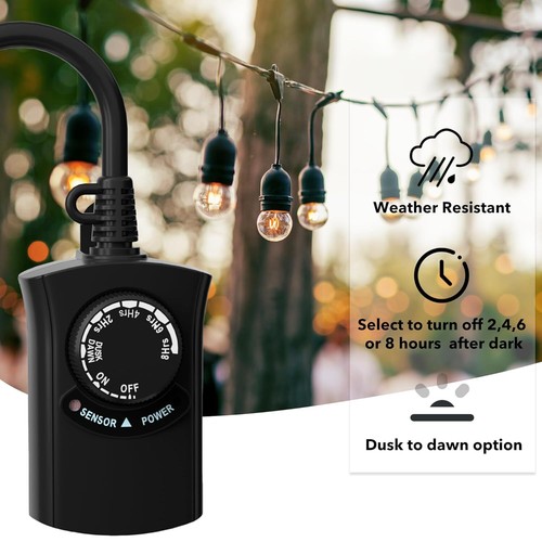 HBN Outdoor Light Timer Weatherproof Photocell Dusk to Dawn Light Sensor Timer - Picture 27 of 48