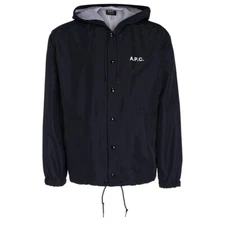 (NO CUSTOMS TAX) A.P.C. Greg navy blue hooded light nylon blouson jacket XL APC