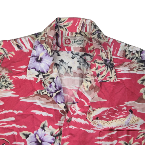 VGT Hilo Hattie Original Hawaiian Shirt Mens Large Aloha Palm Tropical Camp Red - Picture 4 of 7