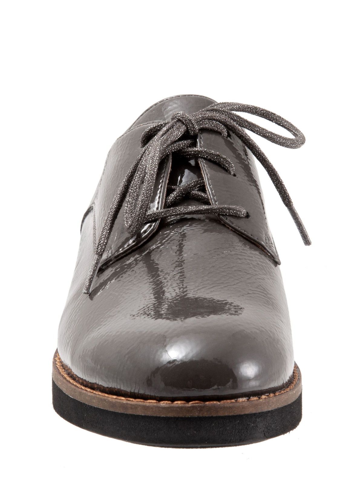 SOFT WALK Womens Dark Grey Gray Footbed Willis Wedge Oxford Shoes