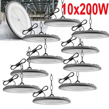 10Pack 200W UFO Led High Bay Lights Commercial Warehouse Factory Light Fixture