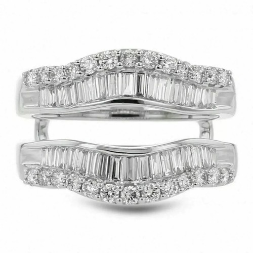 2Ct Tester Moissanite Double Enhancer Wedding Wrap Ring 14K White Gold Plated