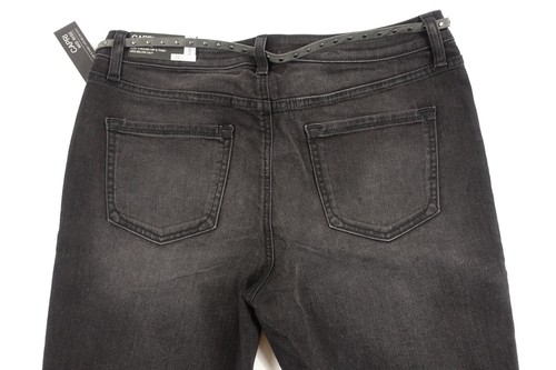 Apt 9 Capris Jeans Women Size 10 Modern Slim Fit Cuffed Stretch Blackwash Belted - Picture 14 of 14
