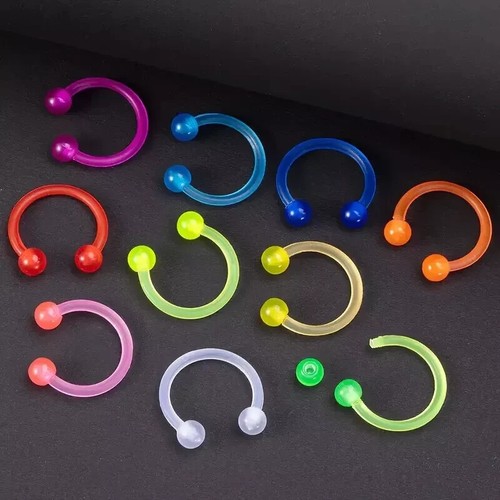 5pcs Metal Free Horseshoe Bar Plastic Bio Flex Bar Non Allergic Body Piercing UK - Picture 4 of 7