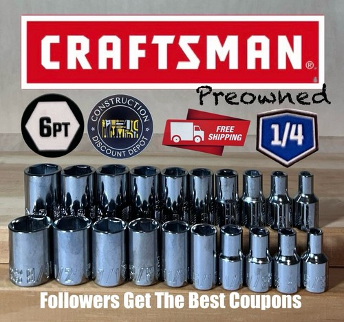 CRAFTSMAN  20pc Short 1/4 SAE METRIC MM 6pt ratchet wrench socket set - Picture 1 of 3