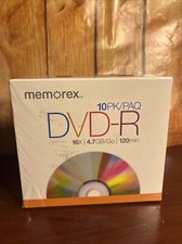 Memorex DVD-R 10 Pack ~ Blank Media in Jewel Cases 16x /4.7GB /120Min ~ Sealed