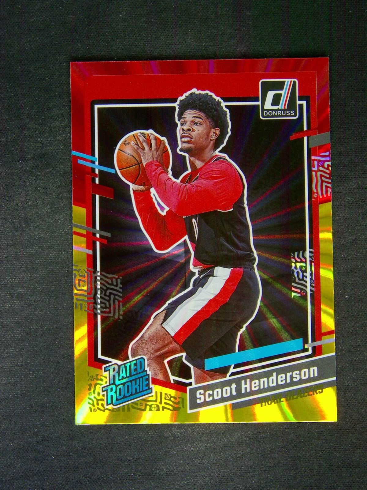 2023-24 Panini Donruss Scoot Henderson #250 RC Rated Rookie Red Gold Laser