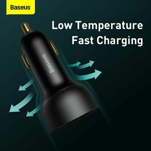 Baseus 100W Dual USB Type-C Car Charger Fast Charging Digital Display For iPhone - Picture 4 of 12