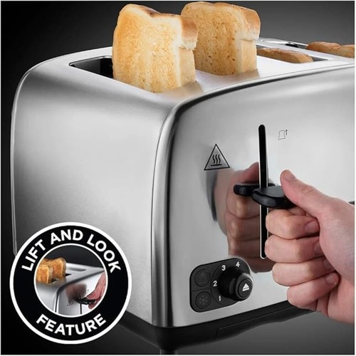 Russell Hobbs Adventure Silver 4 Slice Toaster in Polished/Brushed Steel 24090 - Picture 4 of 6