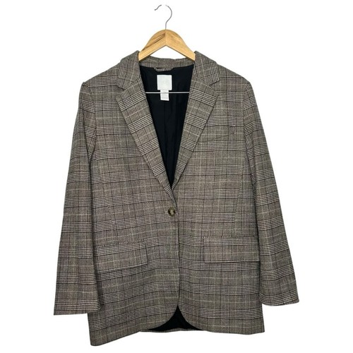 H&M Oversize-Blazer Einreiher dunkelgrau kariert Langarm Größe S - Bild 2 von 8