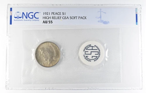 AU55 1921 Peace Silver Dollar High Relief GSA Soft Pack NGC *3208