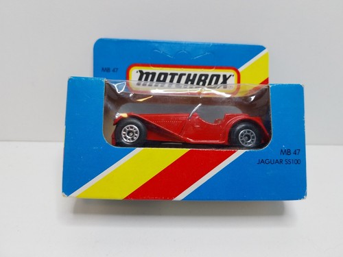 Matchbox Jaguar SS 100 MB47 Rot Lesney Oldtimer Modellauto Macau OVP Rar - Bild 2 von 6