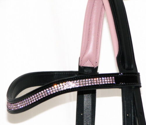 FSS KRISTALL Trense ROSE BLING BABY PINK GLISTEN Kurve Slimline Komfort PATENT - Bild 4 von 11
