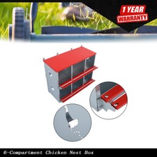 6-Compartment Chicken Nest Box Mental Box with Inclined Nesting Boxes