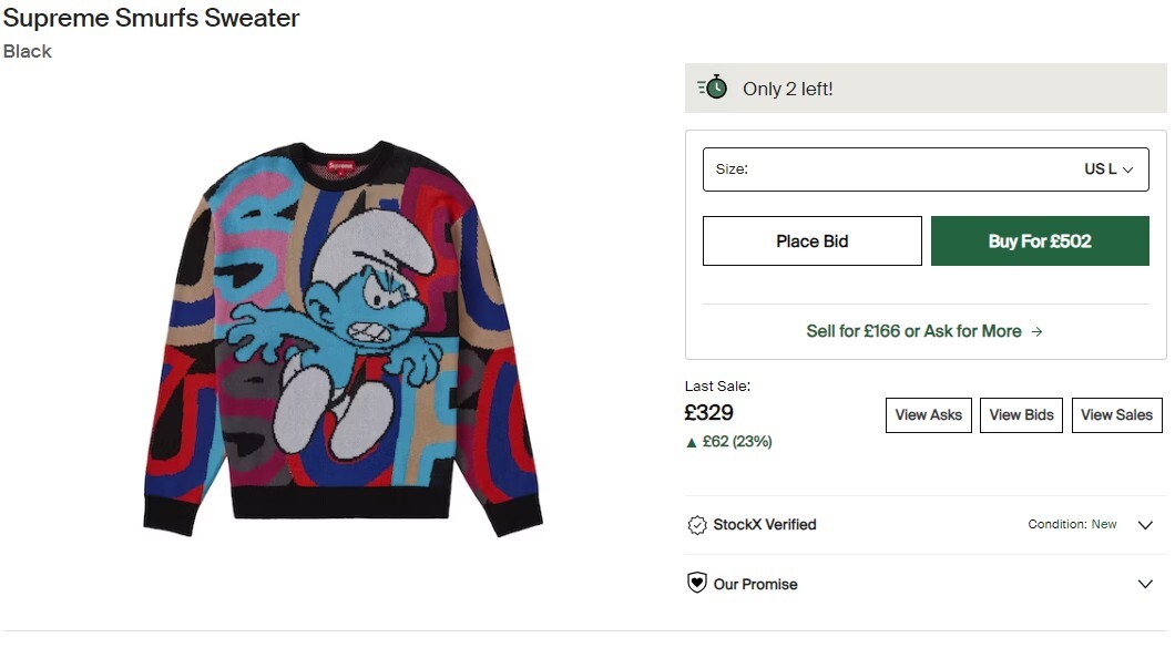 Supreme Smurfs Sweater Black Size Large Very rare to find Supreme Smurfs Sweater Black Size Large Very rare to find