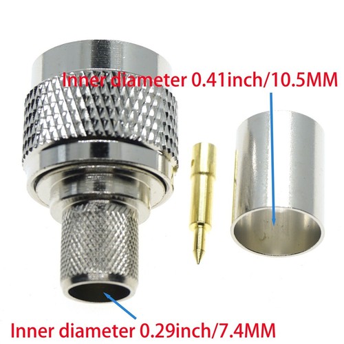 10X N Type Male Plug Crimp RF Connector for RG8 RG213 RG165 LMR400 7D-FB Cable - Picture 2 of 4