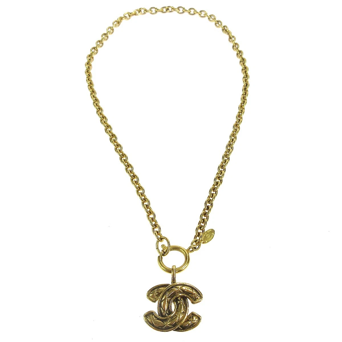 Uoverensstemmelse Urskive Umeki CHANEL Quilted CC Logos Charm Gold Chain Pendant Necklace 3857 65507 | eBay