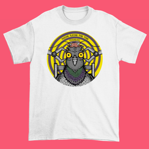Neu Tauben spielen Tischtennis Band schmelzende Lichter Baumwolle weiß S-5XL Shirt J535 - Bild 1 von 3