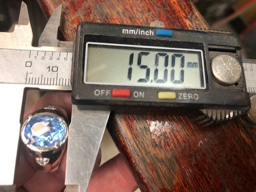 Men's Birthstone Ring Cubic Zirconia Aquamarine-Color Gallery Silver 925 - Picture 8 of 8