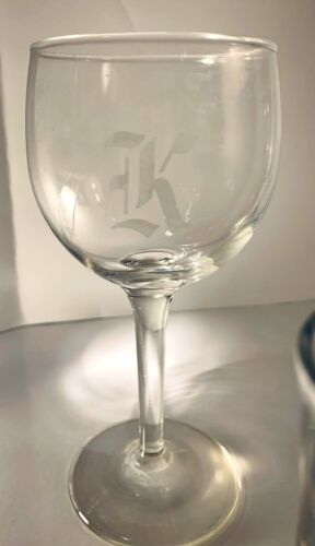 Etched Monogram Letter K Small Drinking Glassware Barware Set of 4 - 6" and 4" - Picture 10 of 12