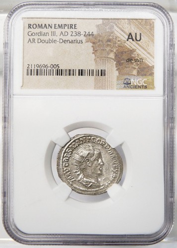 GORDIAN III Rare Antioch mint NGC AU a.UNCIRCULATED Victory Double Denarius Coin - Picture 8 of 11