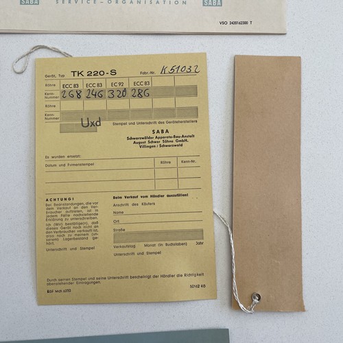 Saba Besser Horen Sehen German Original Booklet Envelope US Hardware - Picture 10 of 13