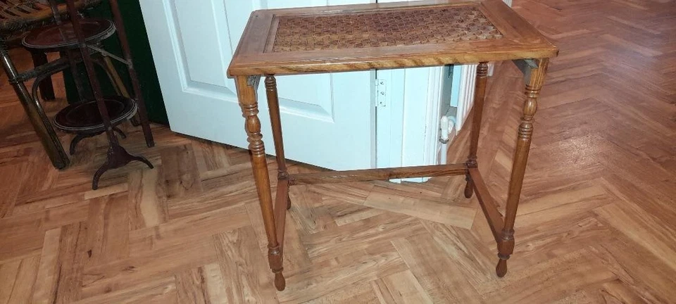 Anglo Indian Brass inlaid Carved Fretwork Wooden Side Coffee lamp Table 54x34cm - Image 3 of 4