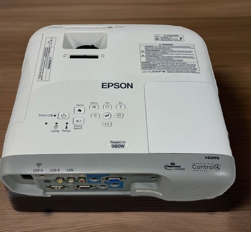 Epson PowerLite 980W 3800 ANSI LUMENS 3LCD Projector H866A HDMI 1080p - Picture 4 of 6