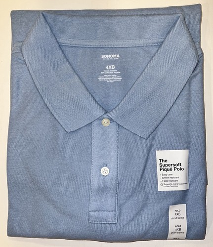 Sonoma The Supersoft Pique Polo Shirt Men's Size 4XB Blue Short Sl. Collared NWT - Picture 4 of 22