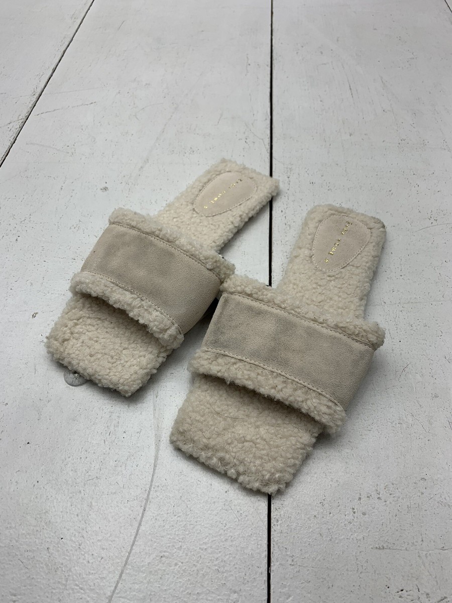 Zara Home Womens White Sherpa Slides Size 8 | eBay display picture 3