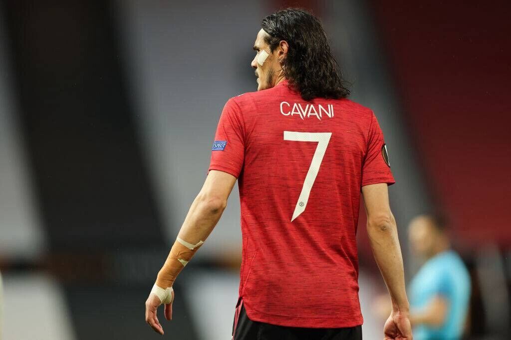 MANCHESTER UNITED ADIDAS 2020/2021 FOOTBALL JERSEY #7 CAVANI SIZE