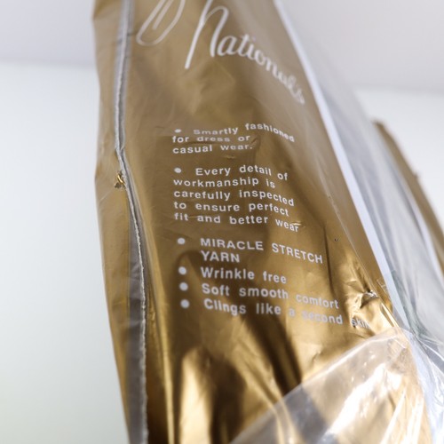 VTG Nationals Hosiery Pantyhose Flat Tummy Off Black Size C 6 Pack New Nylon CT2 - Picture 4 of 5