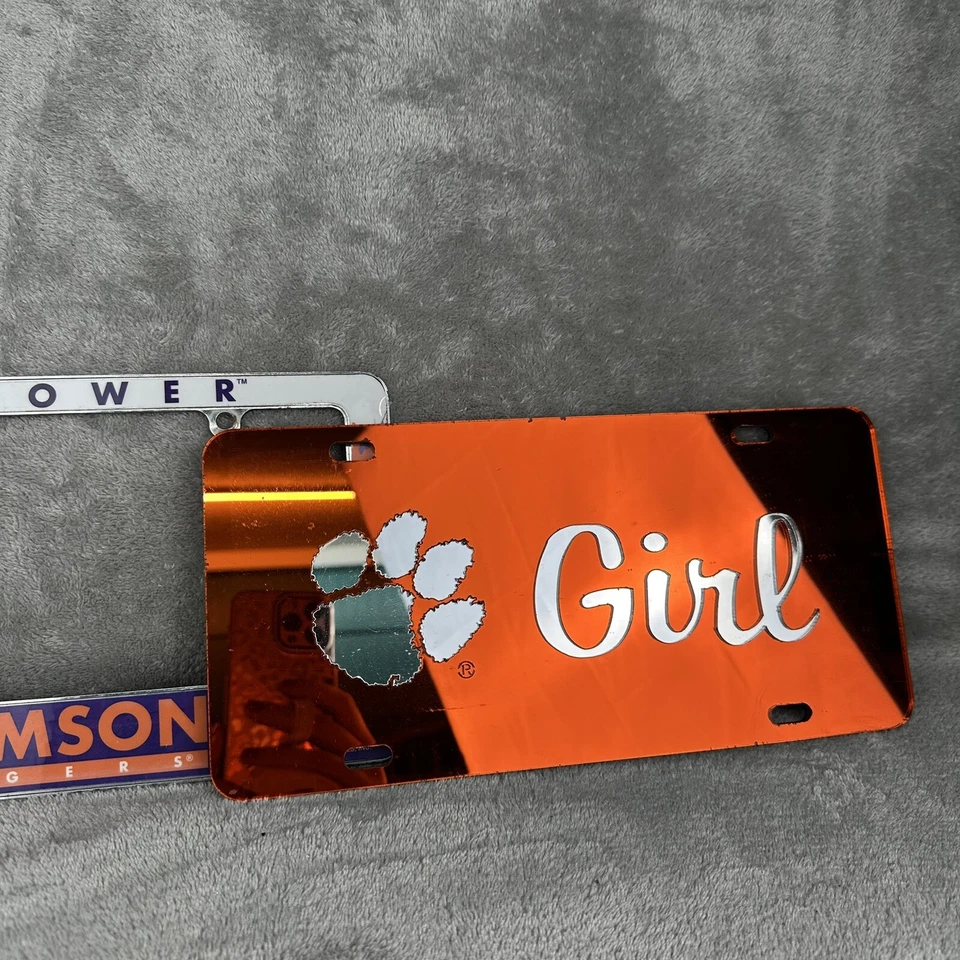 Matrícula y marco Clemson Niña Clemón Pata Estampado Naranja Decoración Decorativa Foto 2 de 4