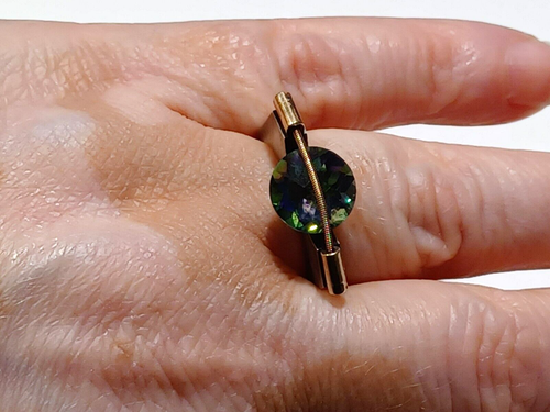 T. Plodowski Sterling Silver 14K Gold MODERNIST art Ring mystic topaz  6.75 - Picture 11 of 12