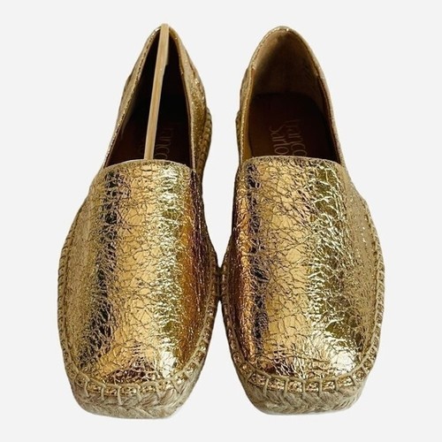 Women Shoes FRANCO SARTO Kenna Slip On Espadrilles Gold Crinkle Loafer Flats - Imagen 3 de 7