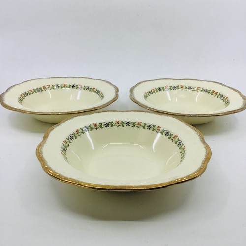 ALFRED MEAKIN ENGLAND MARIGOLD MARQUIS SHAPE SOUP BOWLS 18 K GOLD EDGE (3) - Picture 2 of 11