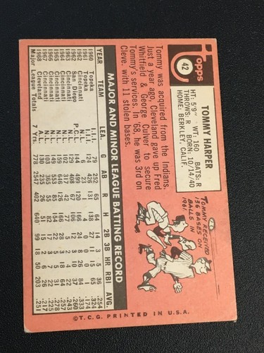 F58806  1969 Topps #42 Tommy Harper PILOTS - 第 2/2 張圖片