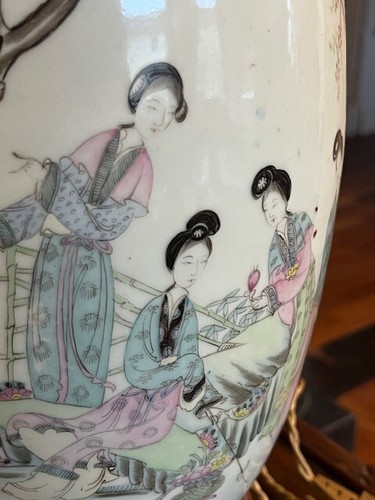 China antike chinesische Vase Lampe 88cm Qianlong Qing Ming Porzellan - Bild 4 von 24