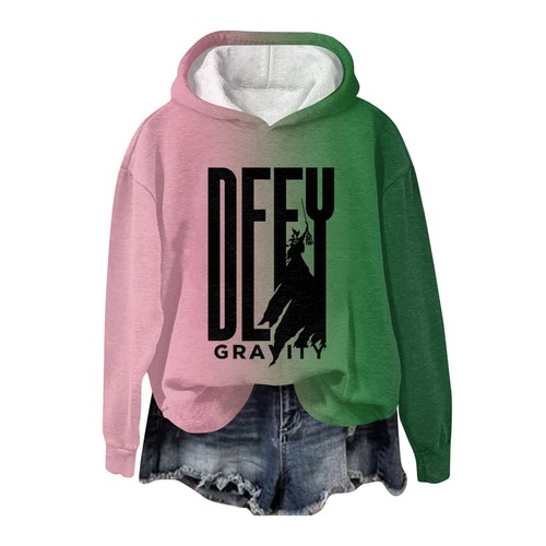 Women's Bad Witch Casual Print Hooded Fashion Wicked Pullover Sweatshirt - Picture 7 of 44