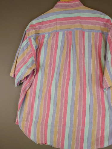 VINTAGE 90s Dockers Pastel Striped Button Down Shirt Men's Size Large Cotton - Picture 13 of 14