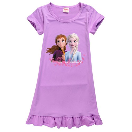 Girls Frozen Sleepwear Pyjamas Home Casual Nightdress Dress Kids Birthday Gift - Picture 14 of 18