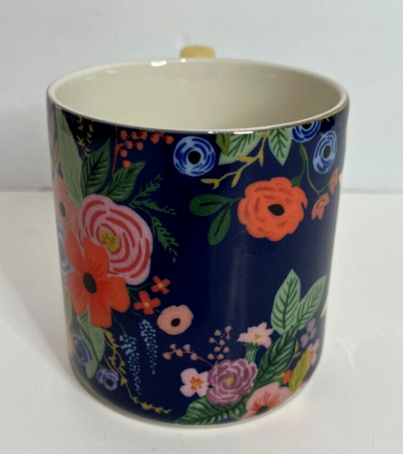 Anthropologie Rifle Paper Company Monogramm "P" Kaffeebecher Tasse Floral Gold Blau - Bild 2 von 7