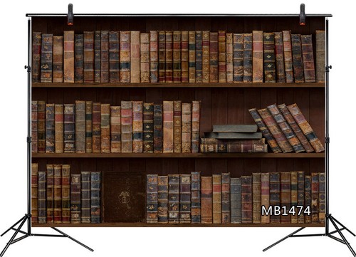 Rustic Wooden Bookshelf Vinyl Backdrop Old Books Photo Background Studio Props - Picture 11 of 14