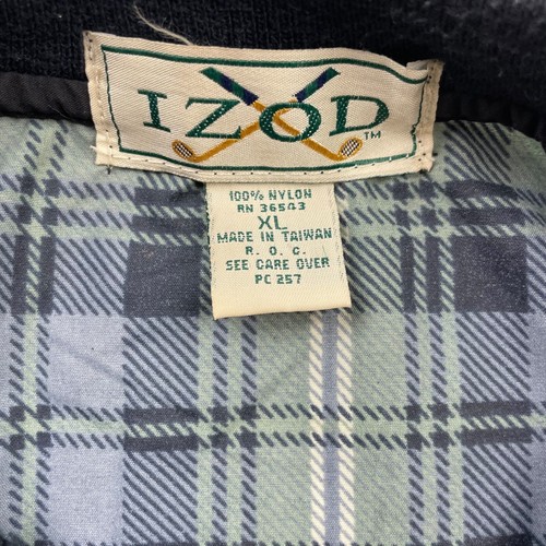 VTG Izod Men’s Nylon V-Neck Pullover Golf Rain/Windbreaker Blue/Green Plaid • XL - Picture 3 of 6
