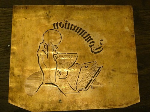 Ancien pochoir cuivre de pâtisserie pour décor sucre glace Communion - Imagen 4 de 4